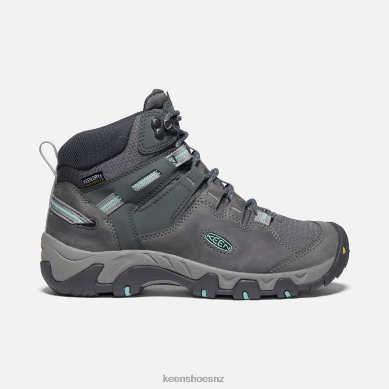 Keen Steens Leather Waterproof Boot X2DDT189 Steel Grey-Ocean Wave
