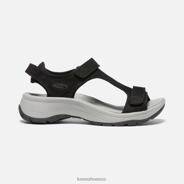 Keen Astoria West T-Strap Leather Sandal X2DDT112 Black Leather